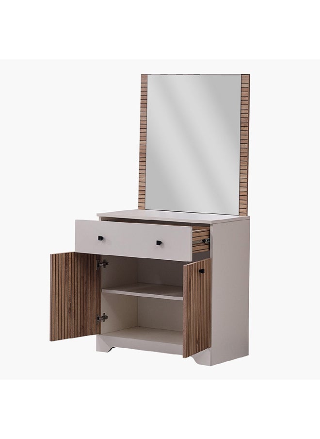 Home Box Polo 2-Piece 1-Drawer 2-Door Dresser | Dressing Table | Vanity Table | Makeup Table with Mirror Set Brown/White 43 x 81.8 x 80.2 cm  - Image 4