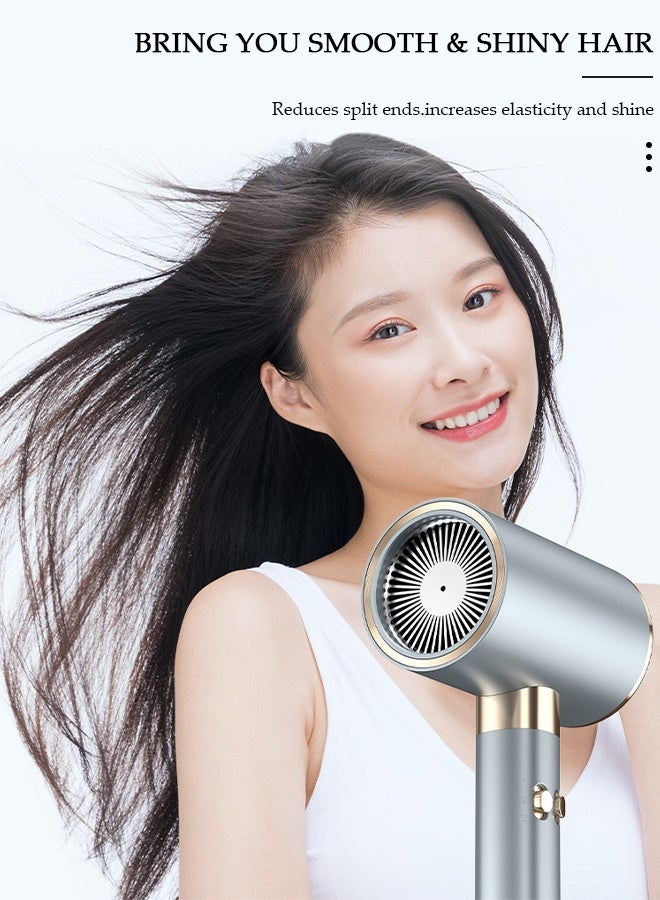 DUNISO Ionic Hair Dryer for Women Men, 5 speeds Fast Drying Low Noise Blow Dryer with 2 Concentrator Nozzle 1 Diffuser Attachments for Home Salon Travel - Image 3