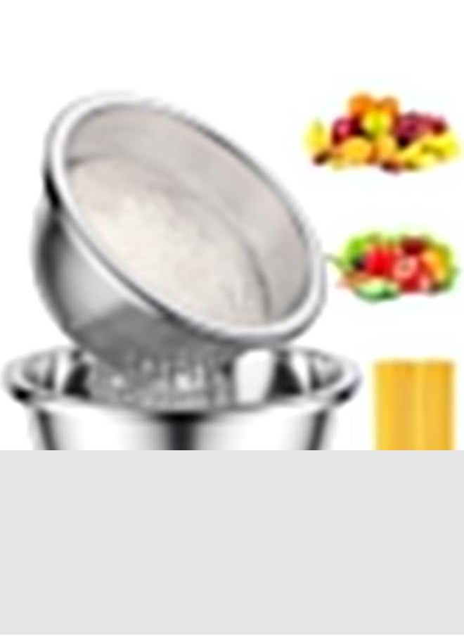 HOOKOR 304-Stainless-Steel Colander with Mixing Bowls, 3.5-Quart Large Capacity, Metal Strainer Set Microporous Colander for Washing & Draining Rice, Fruit, Vegetables, Noodle, Cooked pasta,2PC (3.5QT)  - Image 1