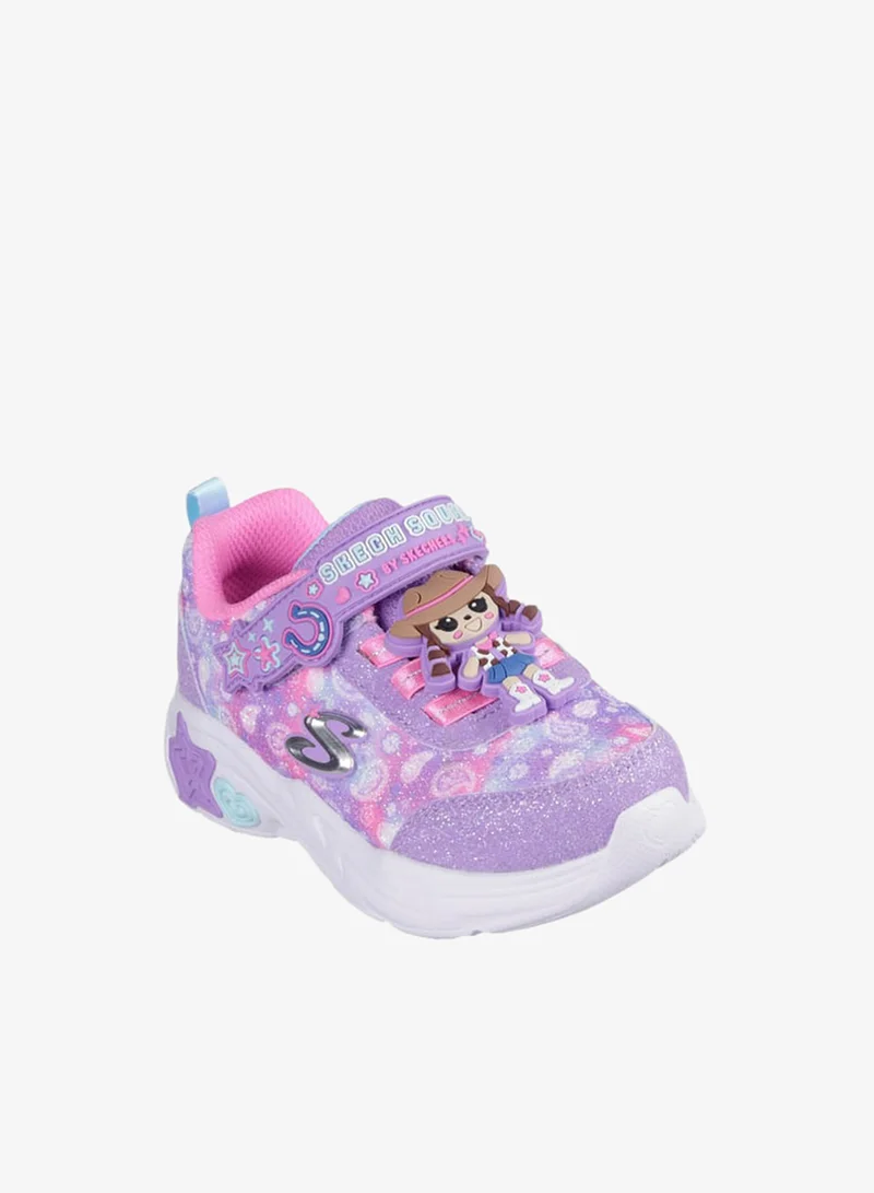 سكيتشرز سنيكرز للبنات بتفاصيل شعار وإغلاق بشريط لاصق - سنيجل سنيكس