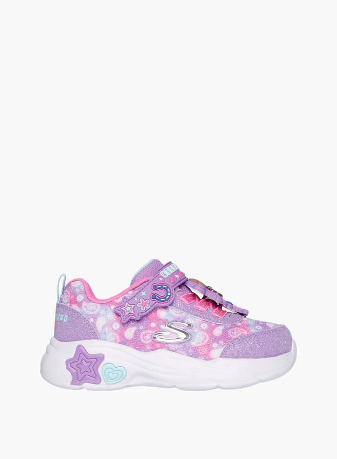 SKECHERS Girls' Logo Detail Sneakers With Hook And Loop Closure - Snuggle Sneaks