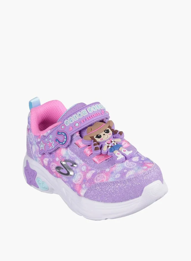 SKECHERS Girls' Logo Detail Sneakers With Hook And Loop Closure - Snuggle Sneaks