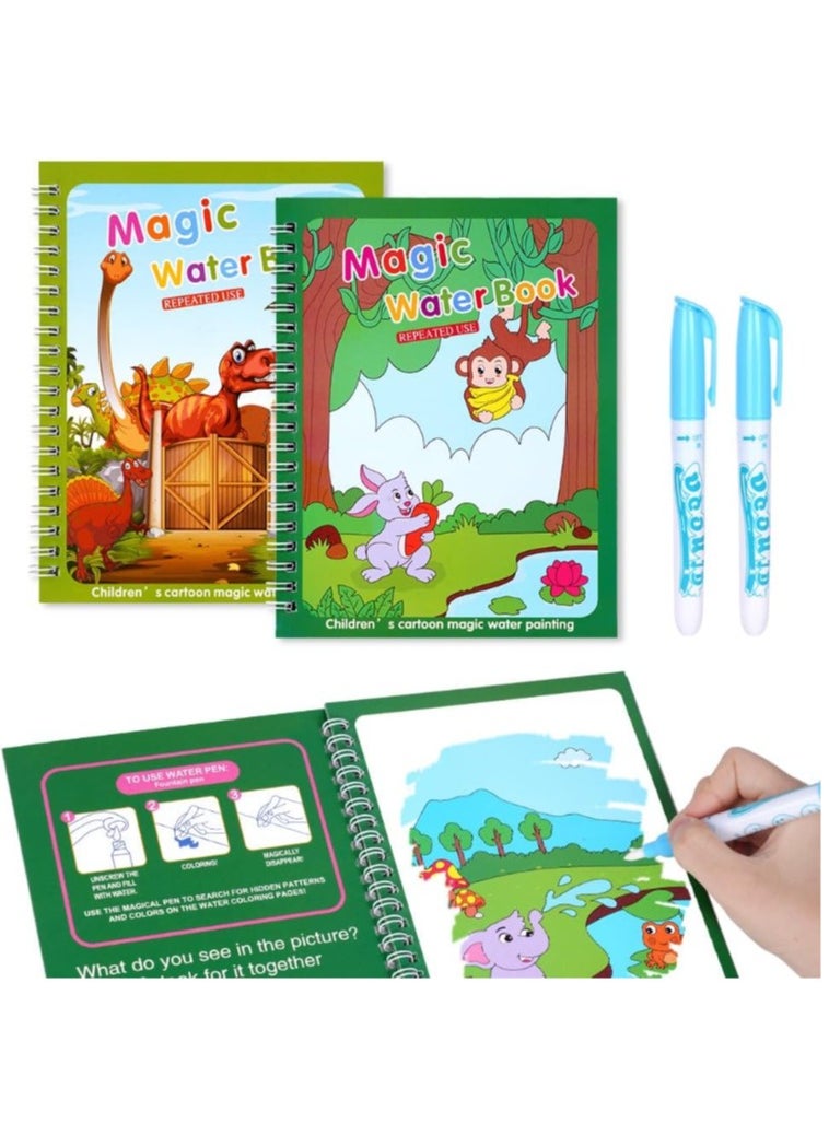 Generic 2 Books - Kids Magic Water Colouring Book Unlimited Fun with Water (multi-shape) for +3 kids, Coloring Drawing Reusable Water-Reveal Activity Pad, Chunky-Size Water Pen, Magic Coloring Book, Watercolor Magic Coloring Book, Sketchbook with Watercolor Magic Pen for Kids - Assorted Shapes, Fantastic Kids Toys, Magic Watercolor Coloring Book, Magic Water Book, Water Coloring Book, Doodling Paint with Water Magic Pen Painting Board, Children Education Drawing Toy, Water Coloring Book Toy Scribble Coloring Book with Magic Pen and Drawing Pad, Birthday Gift (multi-shape)  - Image 2