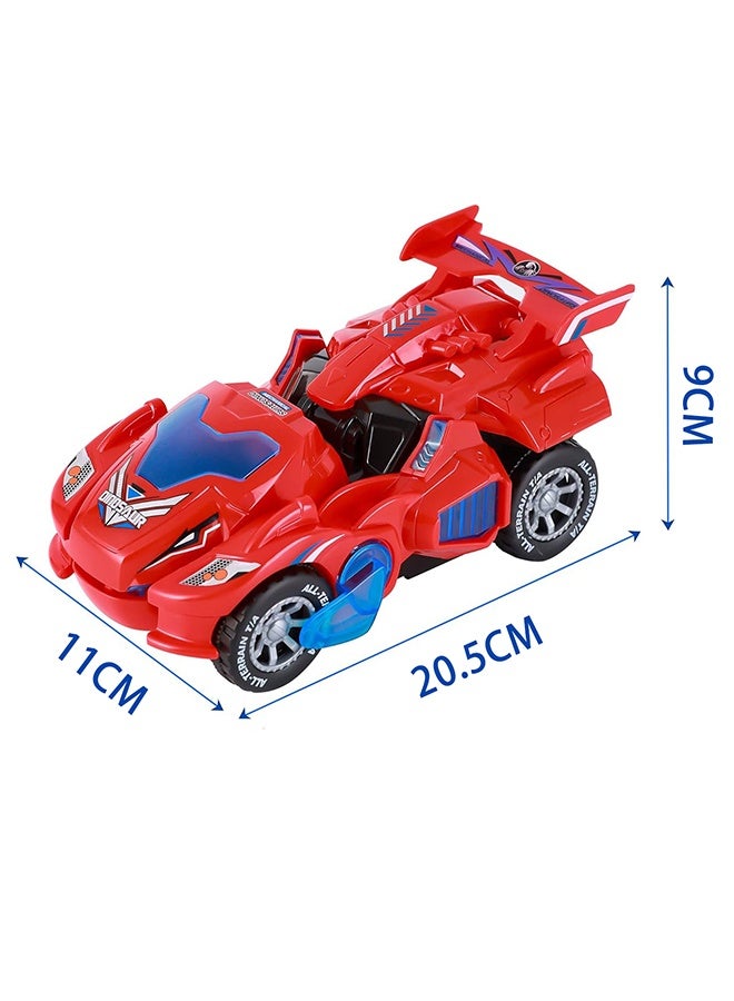 هالامودو مركبة تحويل الديناصورات مع الصوت والضوء، مركبة التيرانوصور ريكس مع عجلات متعددة الاتجاهات، لعبة تحويل آلي للديناصور، لعبة تعليم الأطفال في مرحلة التعليم المبكر تطور المهارات العملية، الأولاد الفتيات لعبة هدية عيد ميلاد هدية هدية، الأزرق/الأحمر، 20.5x11x9 سم - Image 2
