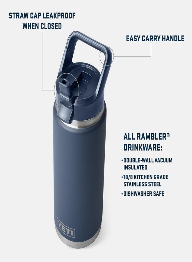YETI Rambler 26 oz Bottle, Vacuum Insulated, Stainless Steel with Color Matching Straw Cap,White - Image 2