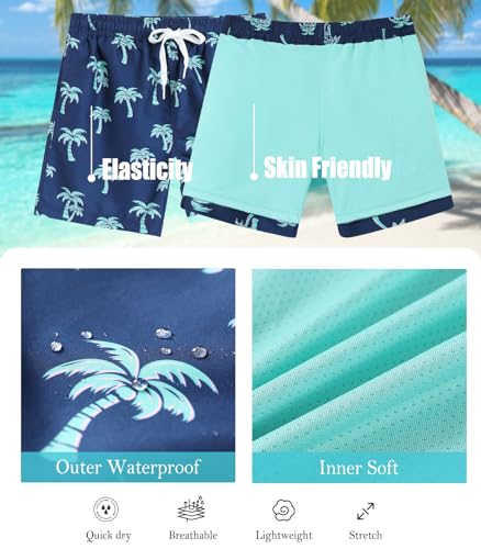 ZenGents Boys Swim Trunks Size 14-16 Swim Shorts Kids Beach Swimsuit Bathing Suit Palm Tree Board Shorts for Casual Swimwear with Pockets - Image 5