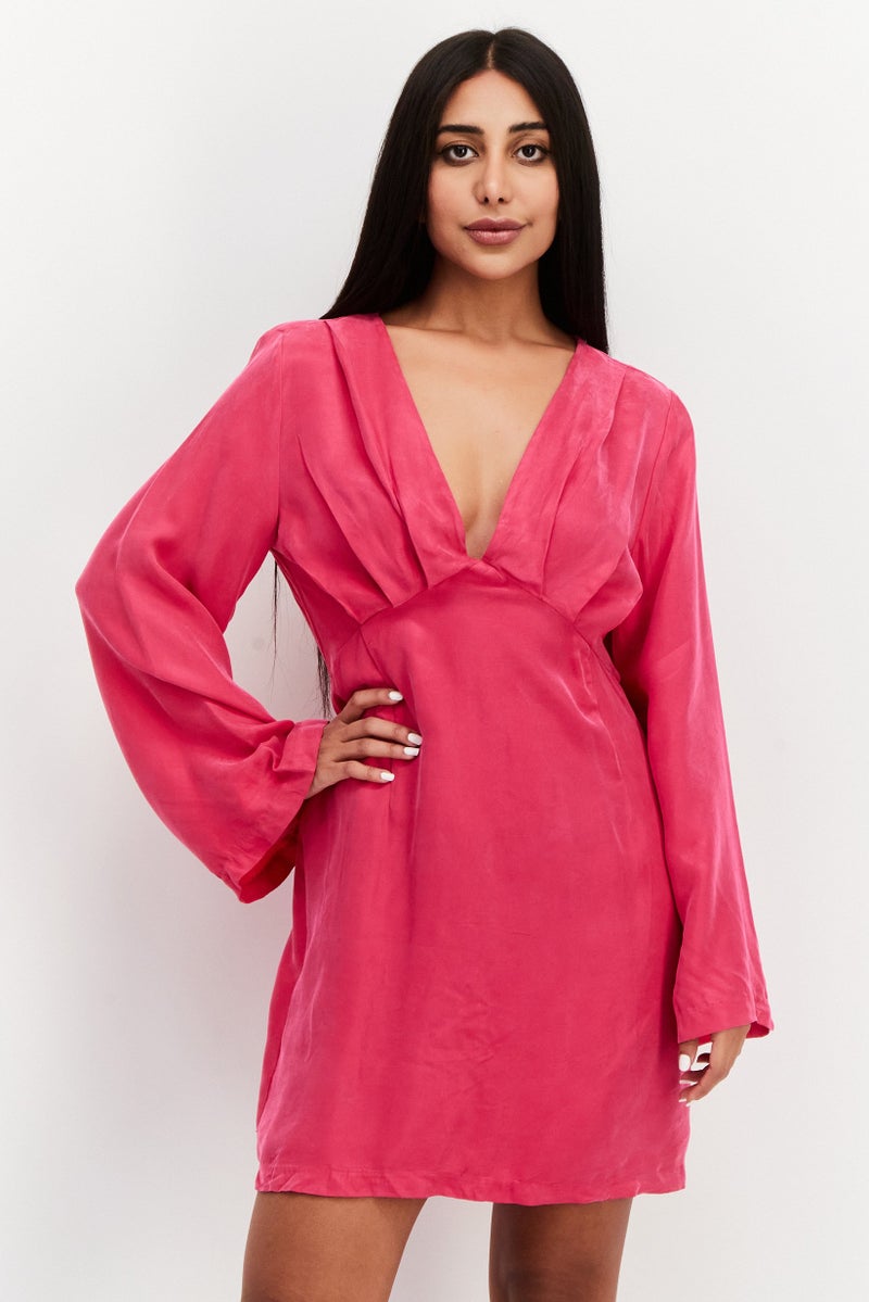 Reserved Women Plain Mini Dress, Pink - Image 1