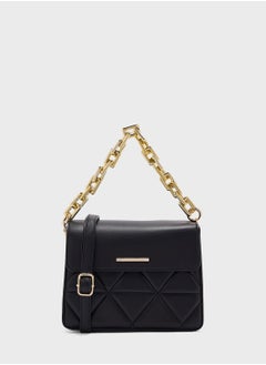 Quilted Flapover Crossbody Bag