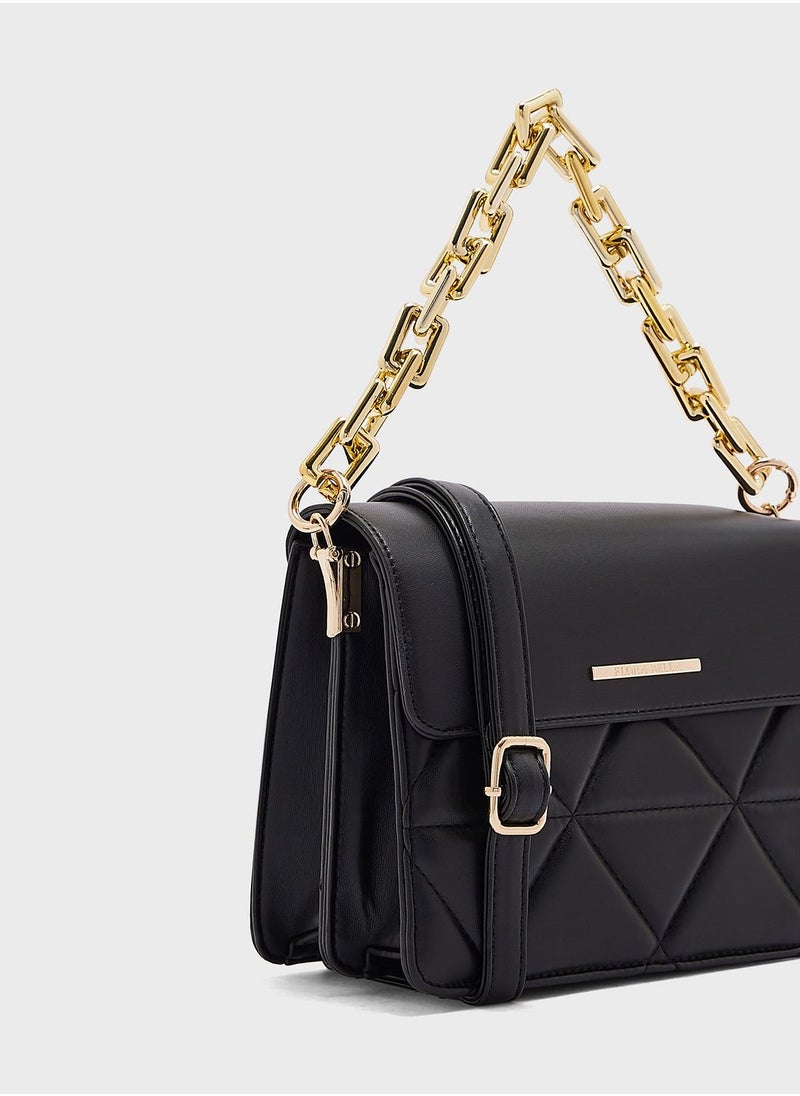shoexpress - Quilted Flapover Crossbody Bag - Image 1