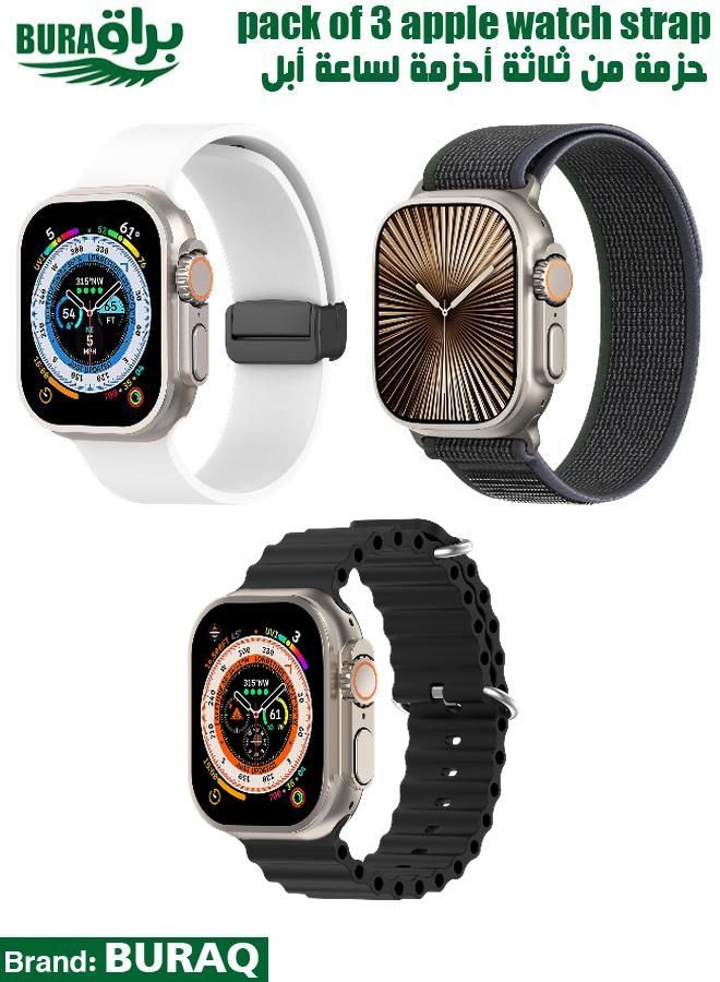 BURAQ Apple Watch Band Strap For Apple Watch Ultra 2/Ultra 49mm, Series 10 46mm, 9/8/7 45mm, SE2/SE/6/5/4 44mm, 3/2/1 42mm 