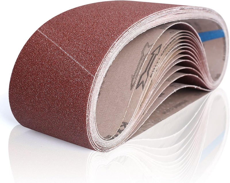 BOSHCRAFT 14 Pack Sanding Belts 4x36 Inch, 4x36 Belt Sander Sanding Belt Sander Paper 40/60/80/120/180/240/400 Grits Assortment Aluminum Oxide Sanding Belts for Belt Sander Knife Wood Metal Polishing - Image 1