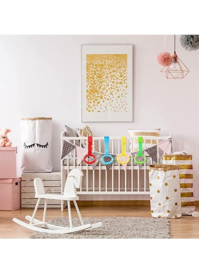 Excefore - 8 Pieces Baby Crib Pull Ring Baby Walking Exercises Assistant Rings Bed Stand Up Ring Hanging Ring Crib Pull Rings for Playpen Play Gym Cot Ring - Image 1