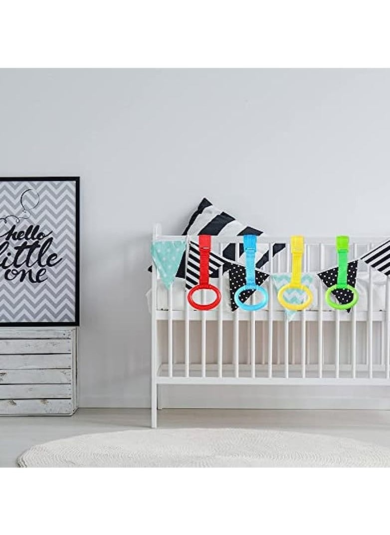 Excefore - 8 Pieces Baby Crib Pull Ring Baby Walking Exercises Assistant Rings Bed Stand Up Ring Hanging Ring Crib Pull Rings for Playpen Play Gym Cot Ring - Image 1