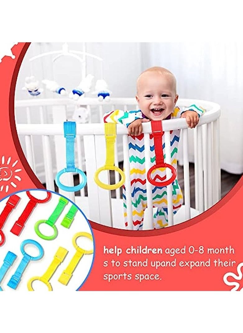 Excefore - 8 Pieces Baby Crib Pull Ring Baby Walking Exercises Assistant Rings Bed Stand Up Ring Hanging Ring Crib Pull Rings for Playpen Play Gym Cot Ring - Image 1