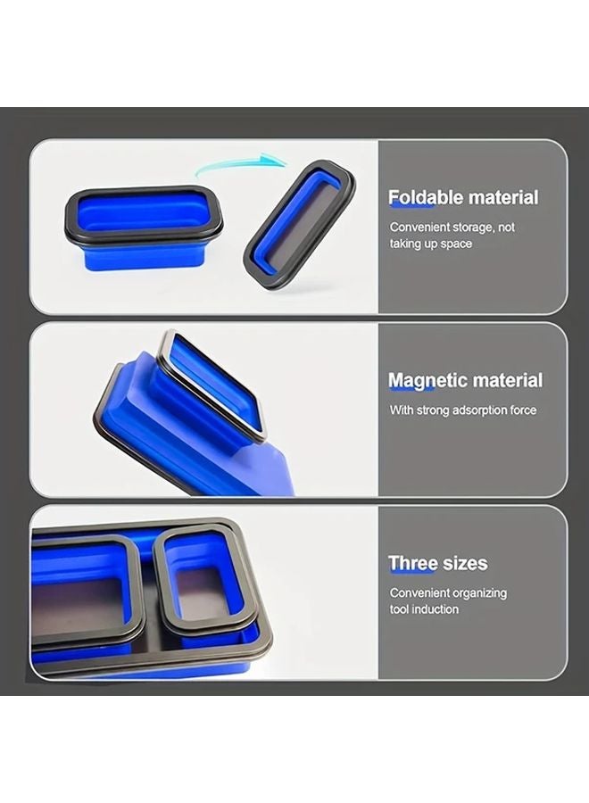 3pcs Black Collapsible Magnetic Parts Tray For Small Screws And Tools - Image 4