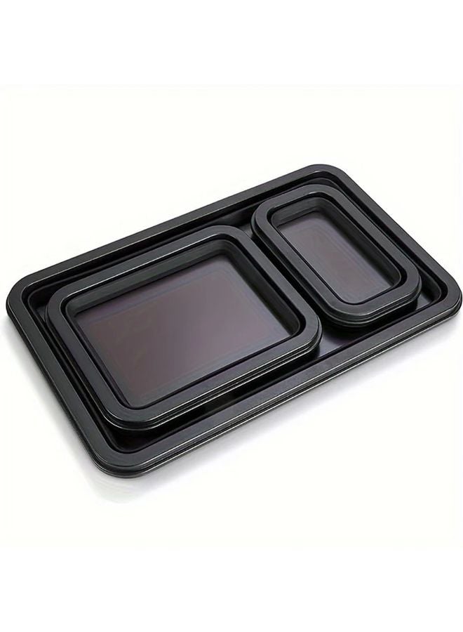 3pcs Black Collapsible Magnetic Parts Tray For Small Screws And Tools - Image 1