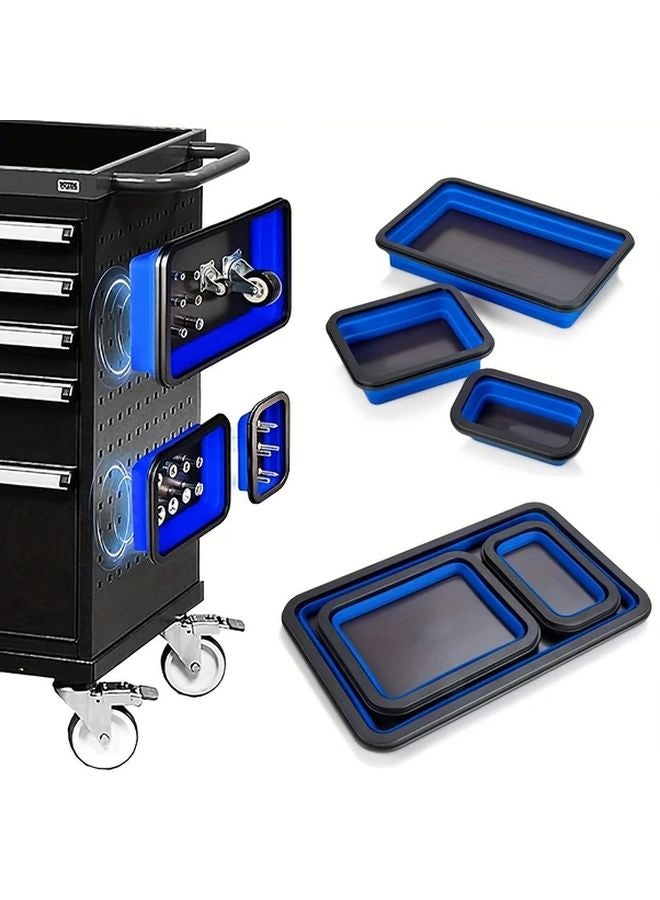 3pcs Black Collapsible Magnetic Parts Tray For Small Screws And Tools - Image 2
