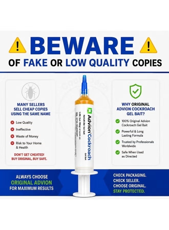 ADVISION Advion Cockroach Gel Bait Insecticide – Powerful Roach Killer Gel for Indoor & Outdoor Use – Fast Acting Pest Control Syringe – Easy Application Formula – Pack of 3 (30g Each) - Image 3