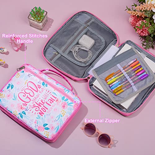 ICOSY Bible Cover Case for Women Girls Kids Bible Case Large Bible Tote Bag with Handle Bible Journaling Supplies for Kids Bible Cover for Bible Study Accessories Supplies - Image 3