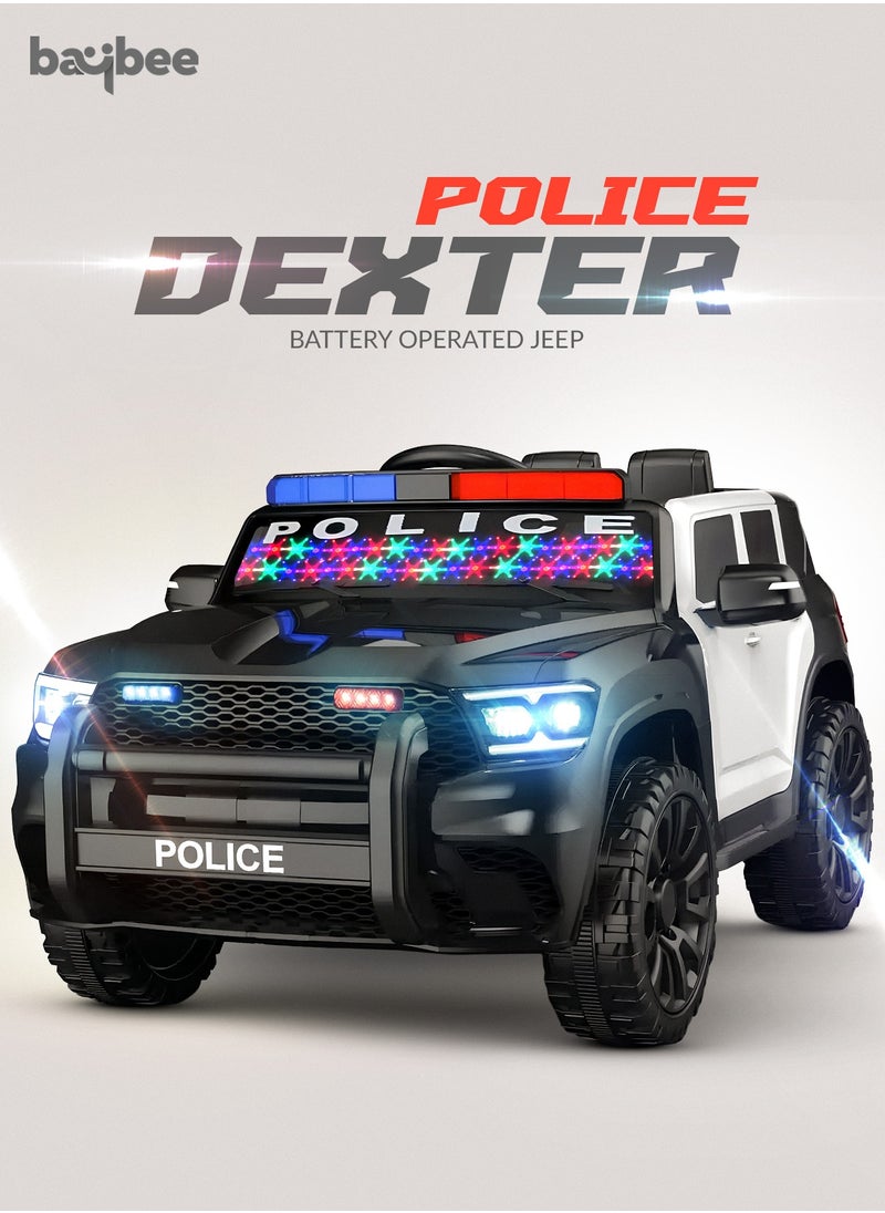 Police Battery Operated Jeep for Kids, Ride on Toy Electric Jeep for Kids with Remote Control, Music & Led Light | Battery Baby Car Kids Car | Kids Electric Jeep Car for Kids Childrens Boy Girl Black