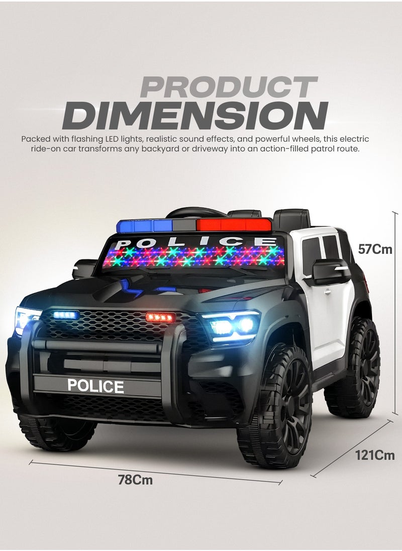 Police Battery Operated Jeep for Kids, Ride on Toy Electric Jeep for Kids with Remote Control, Music & Led Light | Battery Baby Car Kids Car | Kids Electric Jeep Car for Kids Childrens Boy Girl Black