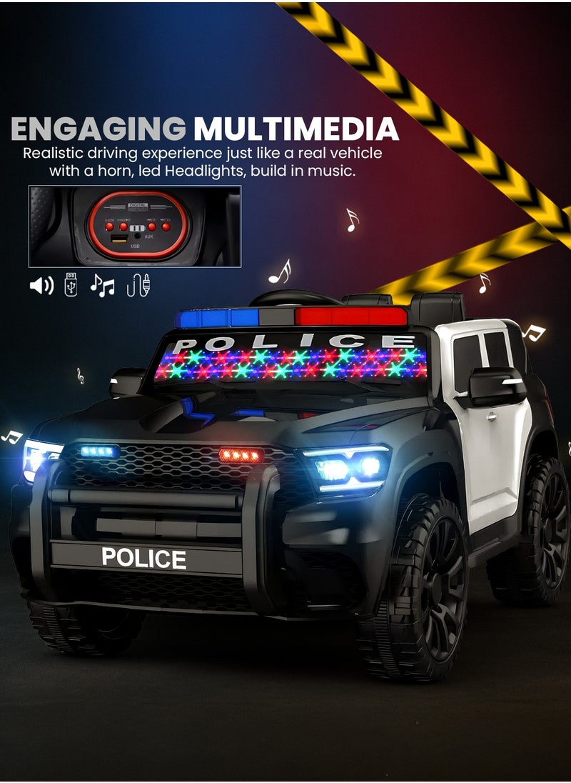 Police Battery Operated Jeep for Kids, Ride on Toy Electric Jeep for Kids with Remote Control, Music & Led Light | Battery Baby Car Kids Car | Kids Electric Jeep Car for Kids Childrens Boy Girl Black