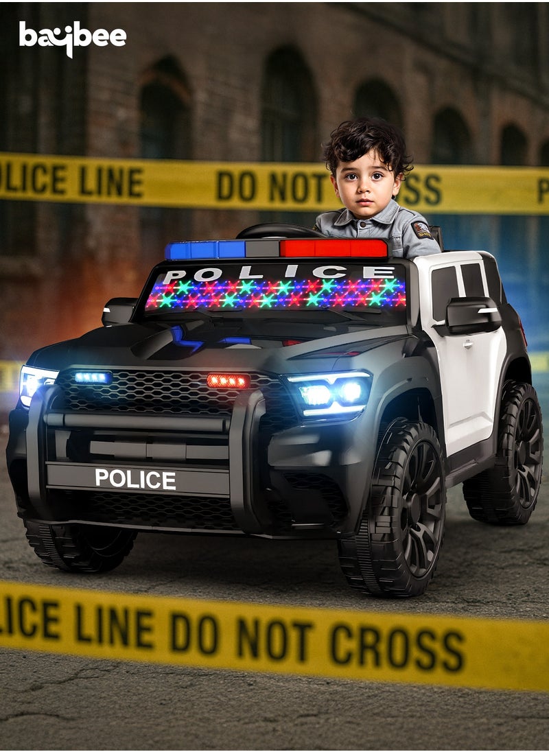 Police Battery Operated Jeep for Kids, Ride on Toy Electric Jeep for Kids with Remote Control, Music & Led Light | Battery Baby Car Kids Car | Kids Electric Jeep Car for Kids Childrens Boy Girl Black