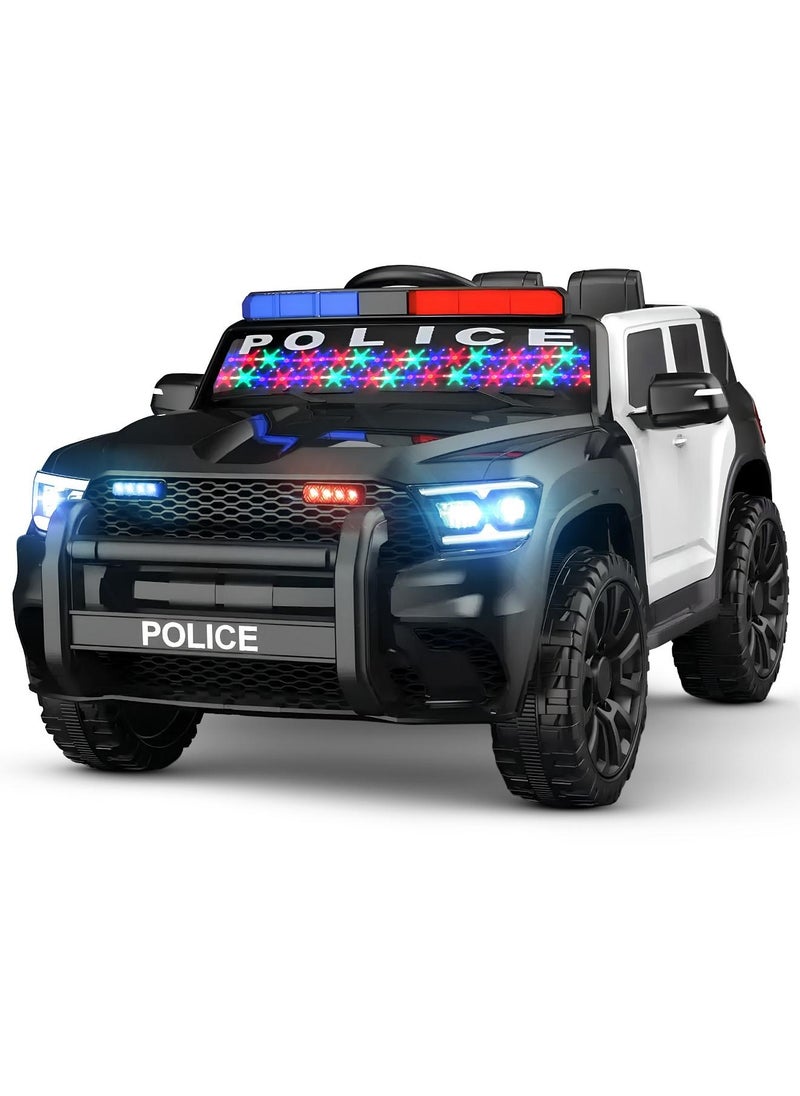 BAYBEE Police Battery Operated Jeep for Kids, Ride on Toy Electric Jeep for Kids with Remote Control, Music & Led Light | Battery Baby Car Kids Car | Kids Electric Jeep Car for Kids Childrens Boy Girl Black - Image 1