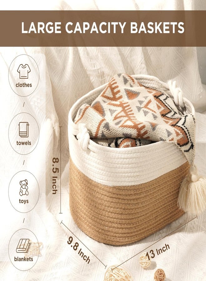 Temary Woven Storage Baskets, Set of 3 Rope Baskets for Storage Clothes, Towels, Versatile Boho Storage Bins (Jute, 13"x9.8"x8.5") - Image 2