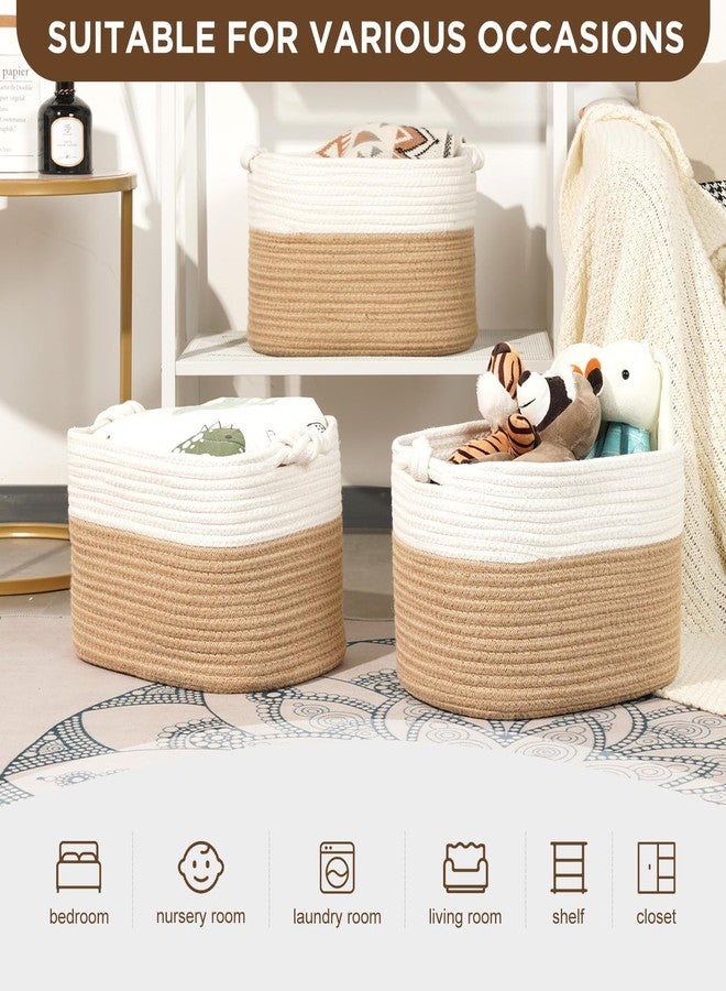 Temary Woven Storage Baskets, Set of 3 Rope Baskets for Storage Clothes, Towels, Versatile Boho Storage Bins (Jute, 13"x9.8"x8.5") - Image 3