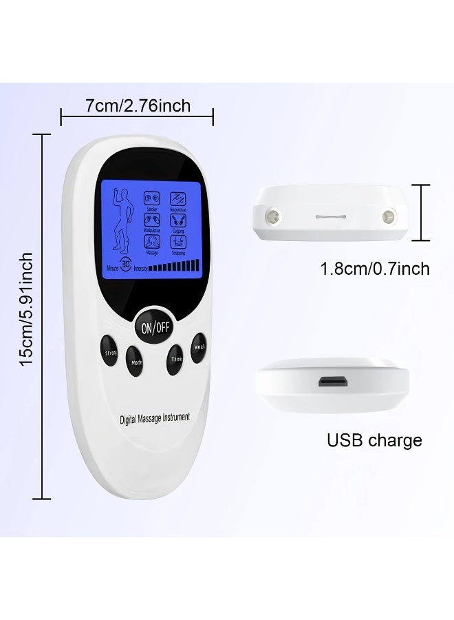 Loquat TENS+EMS dual channel muscle relaxation pulse massager with 8 electrodes for shoulder, shoulder, and back pain, knee muscle relaxation, injury recovery, portable design - Image 2