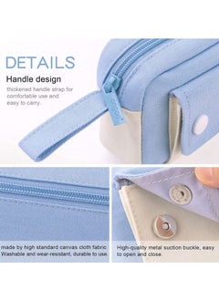 SYOSI Pencil Case Large Capacity Pen Pencil Pouch Durable Bag Portable Journaling Supplies with Easy Grip Handle Marker Travel Simple Bag School Office Aesthetic Organizer for Girls Adults Blue  - Image 4