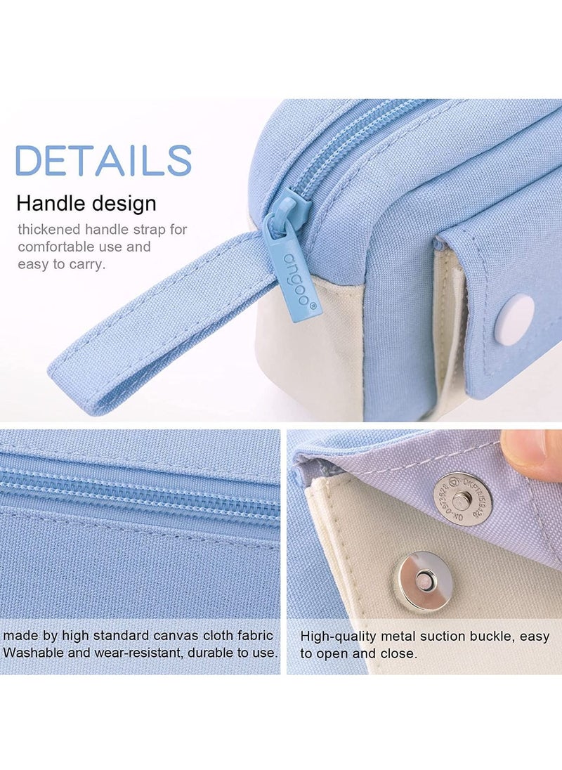 SYOSI - Pencil Case Large Capacity Pen Pencil Pouch Durable Bag Portable Journaling Supplies with Easy Grip Handle Marker Travel Simple Bag School Office Aesthetic Organizer for Girls Adults Blue - Image 1