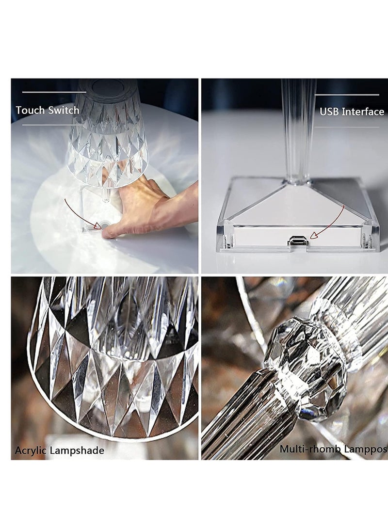 ELTRAZONE Touch Crystal Diamond Table Lamp, Romantic LED Night Light Modern Gift Relax Bedside Lamp with USB Charging Port Decoration Desk Nightstand Lamps - Image 4