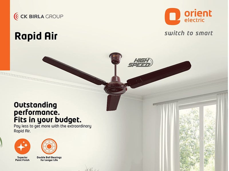 Orient Electric Rapid Air High Speed Ceiling Fan (1200mm, 48 Inch, Brown) - Image 2