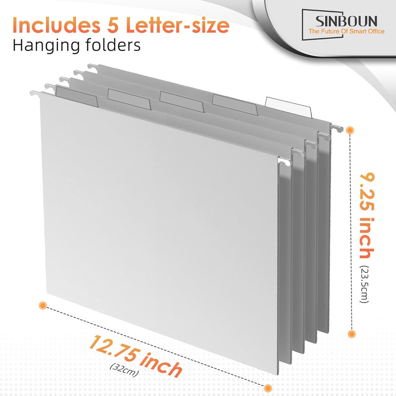 Sinboun Hanging File Organizer Letter-Size File Holder Filing Box Includes 5 Hanging Folders - Metal Mesh Magazine Letter Storage Cabinets File Cart for Office Home School, No Assembly Required - Image 3