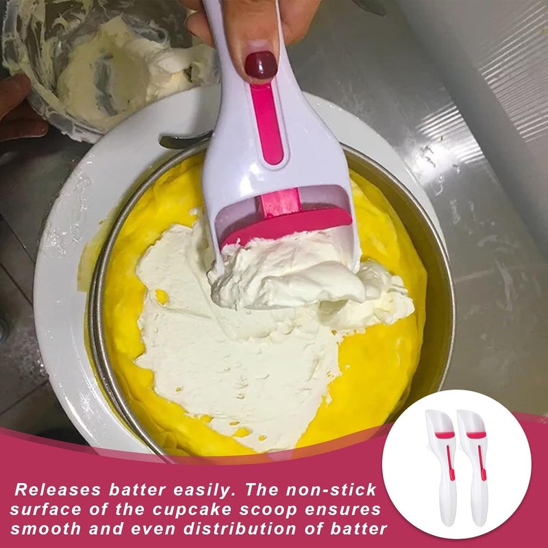 hinbkenla 2 pcs Cupcake Scoop,Cupcake Scoop Batter Dispenser,Cupcake Batter Dispenser,One Click Sliding,Cupcake Dispenser,Cupcake Batter For Cookie Dough Pancakes - Unique Baking Supplies - Image 4