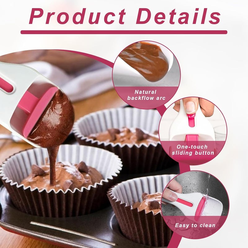 hinbkenla 2 pcs Cupcake Scoop,Cupcake Scoop Batter Dispenser,Cupcake Batter Dispenser,One Click Sliding,Cupcake Dispenser,Cupcake Batter For Cookie Dough Pancakes - Unique Baking Supplies - Image 3