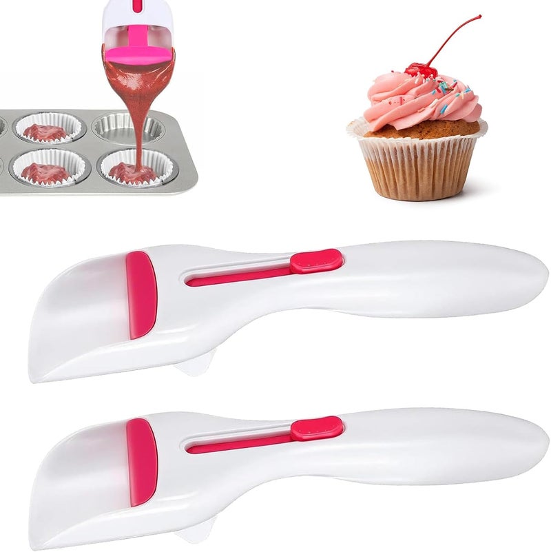 hinbkenla 2 pcs Cupcake Scoop,Cupcake Scoop Batter Dispenser,Cupcake Batter Dispenser,One Click Sliding,Cupcake Dispenser,Cupcake Batter For Cookie Dough Pancakes - Unique Baking Supplies - Image 1