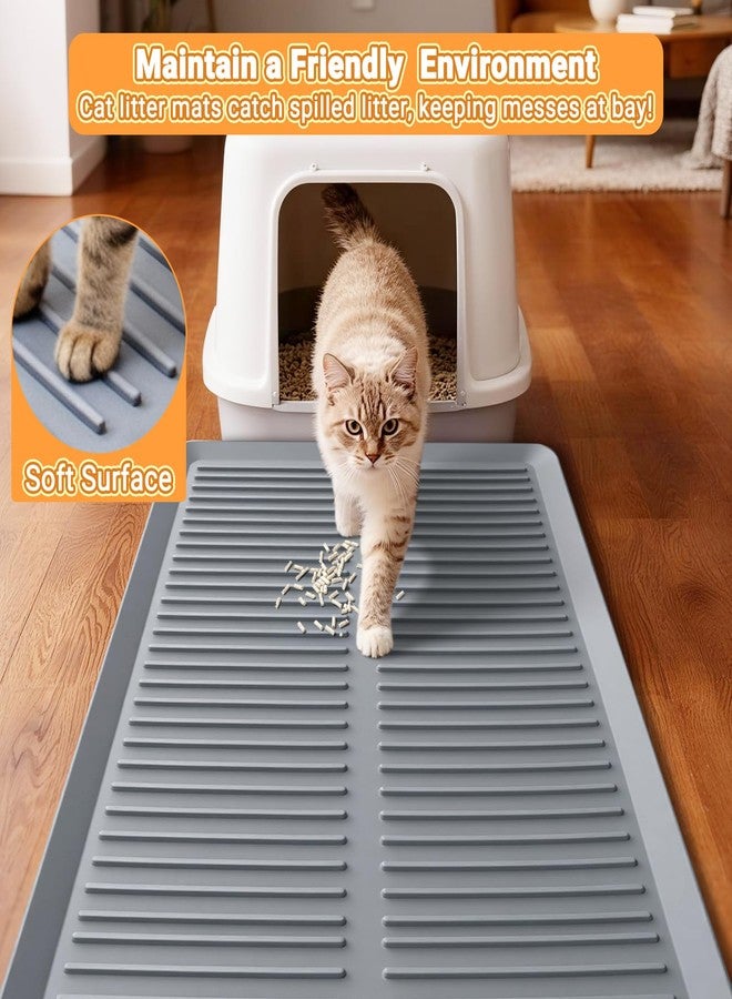 Ycozy Cat Litter Box Mat-Rubber Cat Litter Mat Waterproof Silicone Pad Kitty Litter Catcher Trapping Mat Easy Clean (27'' x 20") - Image 2