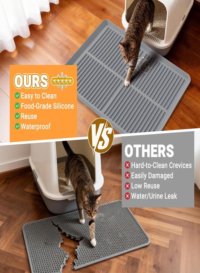 Ycozy Cat Litter Box Mat-Rubber Cat Litter Mat Waterproof Silicone Pad Kitty Litter Catcher Trapping Mat Easy Clean (27'' x 20") - Image 4