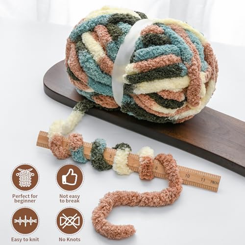 OMoiut 10 Pack Jumbo Chunky Yarn for Hand Knitting, Fluffy Variegated Chunky Chenille Yarn for Crocheting, 240yds/70.5oz Super Bulky Soft Crochet Baby Blanket Yarn(White- Grey) - Image 3