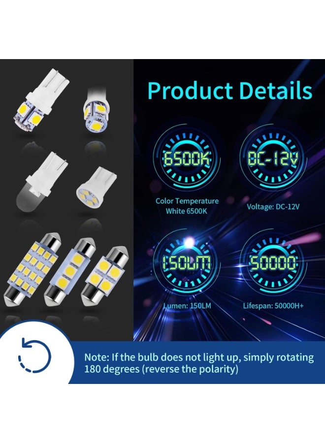 42 Pieces Interior Car Lights, Super Bright White Dome Map Tail Cab Lights Bulb Kit Set , DE3175 T10 31mm 41mm 194 LED Bulb for Your Trucks Width Lamp(White) - Image 4