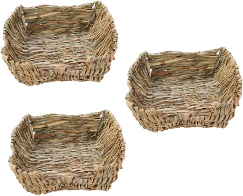 Angoily 3pcs Hay Bedding Pet Grass Bed Cave for Rabbits Chinchillas Guinea Pigs - Image 1