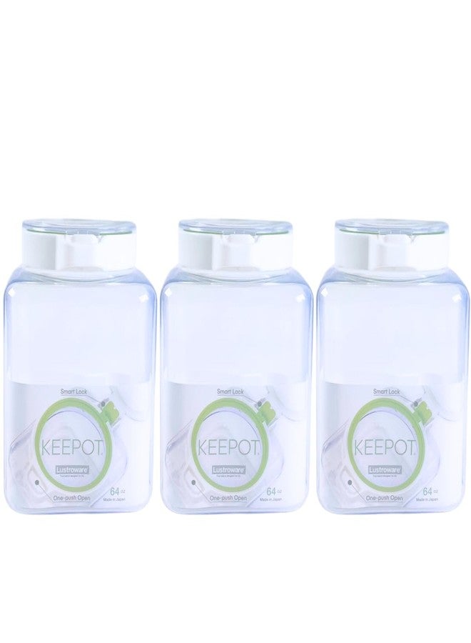 Lustroware 3 Pack, Airtight Dry Food Storage Container Set, Crystal Clear Body, BPA Free Kitchen Pantry Organization Canisters, Dishwasher Safe, Made in Japan (64 oz) - Image 1
