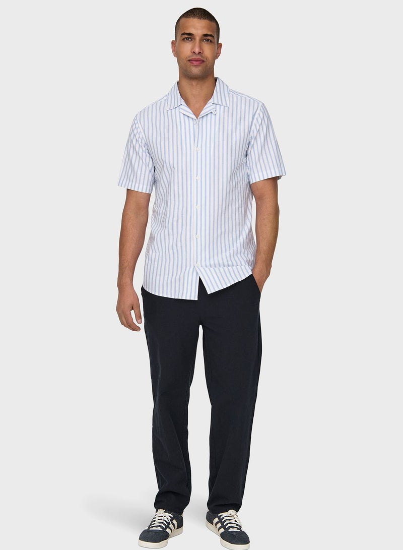 اونلي اند سانز قميص مخطط بقصة عادية - Image 4