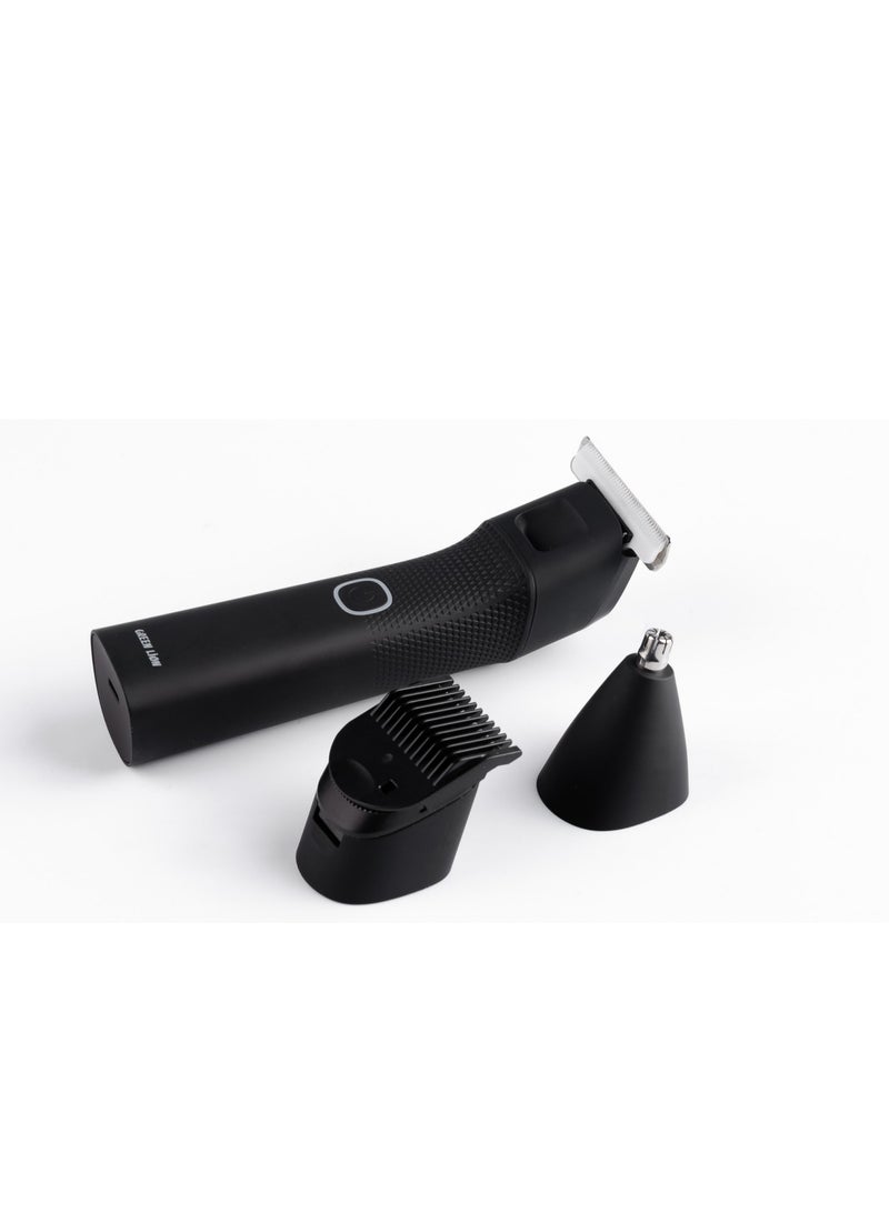 GREEN LION 3 in 1 Body Trimmer / Type-C Charging / 1200mAh Battery Capacity / 90 Minutes Working Time / Built in LED Light / Convertible Head / 55mm Ultra-Wide Knife / Body Hair Scissors / Nose Hair - Black - Image 2
