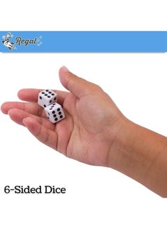 Regal Games Regal Games Dice Set 6 Sided  Playing White 16mm Set of Dice  Square Dice for Classroom or Family Game Night  100 Dice  - Image 1