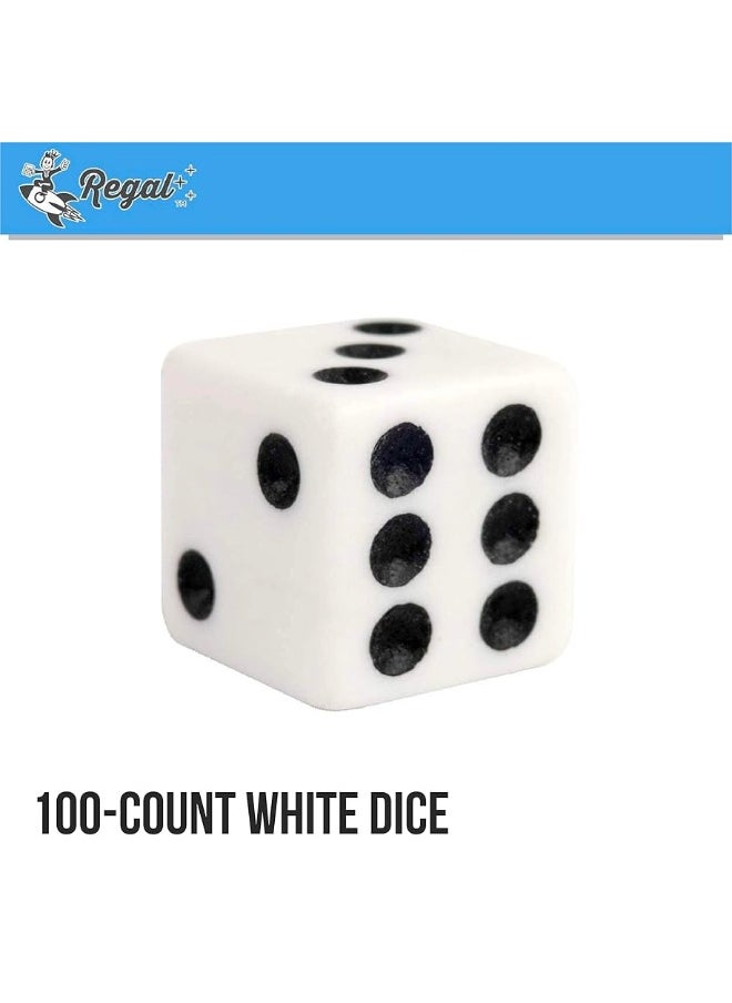 Regal Games - Regal Games Dice Set 6 Sided  Playing White 16mm Set of Dice  Square Dice for Classroom or Family Game Night  100 Dice - Image 1