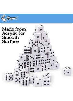 Regal Games Regal Games Dice Set 6 Sided  Playing White 16mm Set of Dice  Square Dice for Classroom or Family Game Night  100 Dice  - Image 3